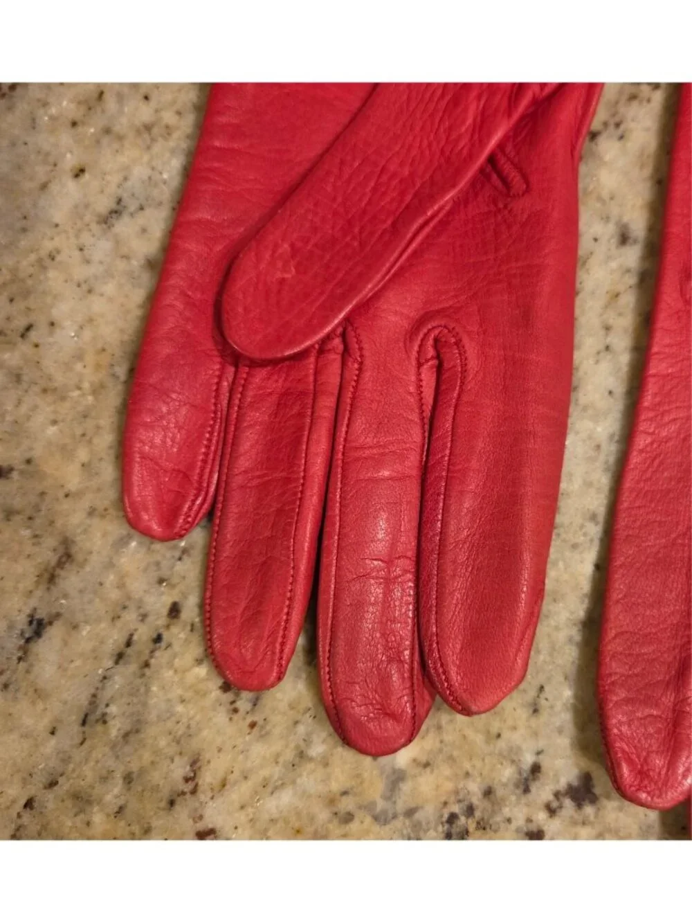 Vintage Womens Size M Red Soft Leather Formal Gloves Eyelet Wrist Italy